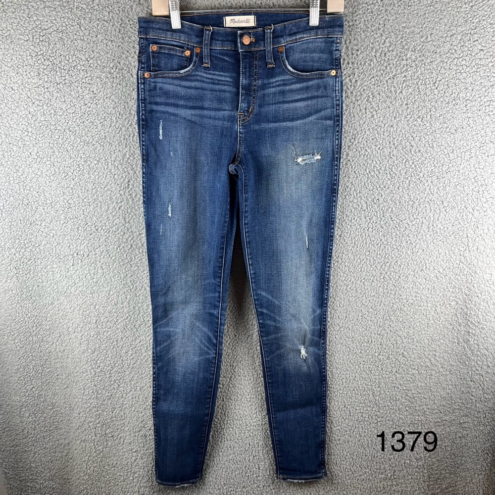 Madewell Size 29 Tall‎ Medium Wash 9” High-Rise Skinny Blue Distressed Jeans